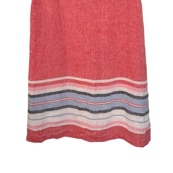 Talbots Linen Shift Dress 6P Red Sleeveless Striped Hem Petite Summer Outfit - Picture 6 of 7
